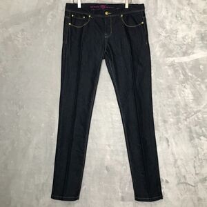 Bebe Skinny Kitty Jeans Womens 31 Dark Wash Studded Bling Pockets Mid Rise